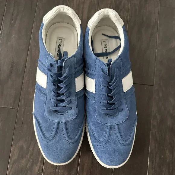 Steve Madden Sewell Men's Blue & White Suede Sneakers Size 12 - Picture 2 of 10